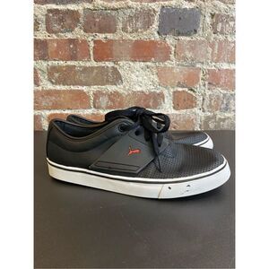 Puma Black Leather Sport Lifestyle Skater Sneaker SZ us7/eu39